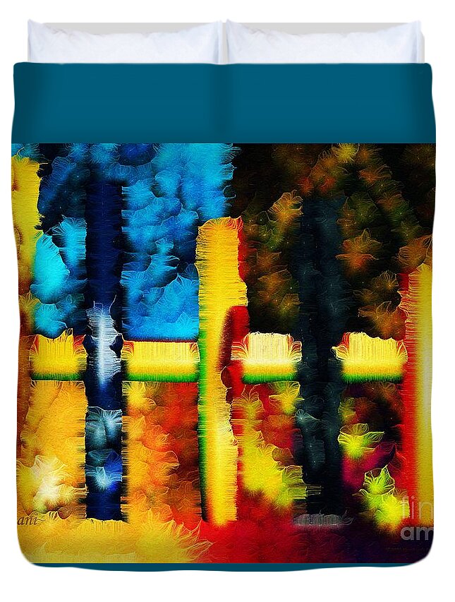 Global Warming Duvet Cover featuring the mixed media Ode to Australia California Antarctica and the Amazon Rainforest by Aberjhani