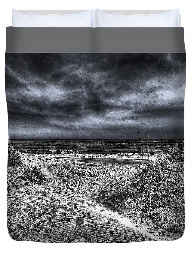 Photo Duvet Cover featuring the photograph Offshore Storm by Anthony M Davis