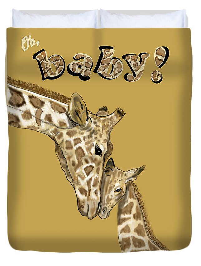 Oh Baby Duvet Cover featuring the mixed media Oh Baby by Judy Cuddehe