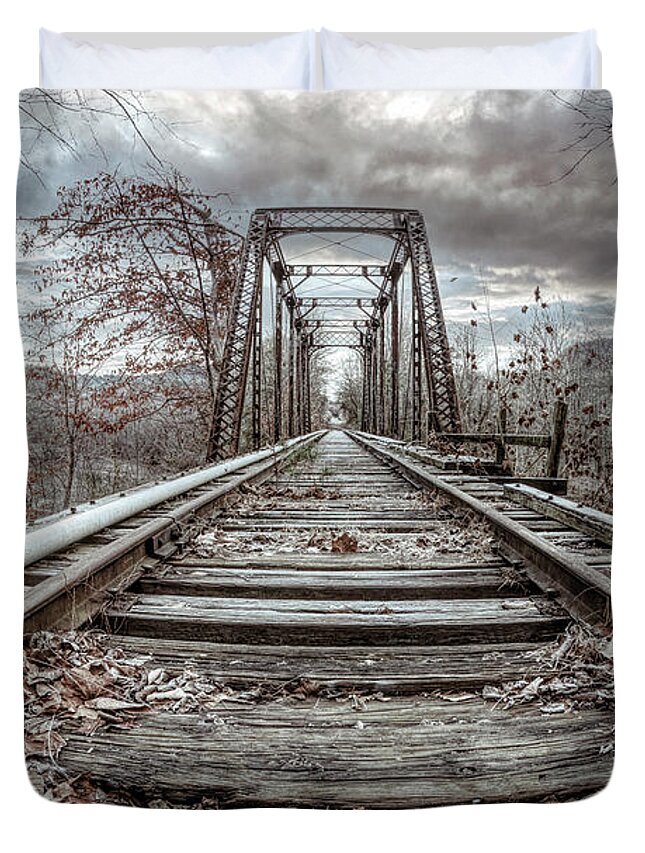 Carolina Duvet Cover featuring the photograph Old Antique Smoky Mountain Railroad Trestle by Debra and Dave Vanderlaan