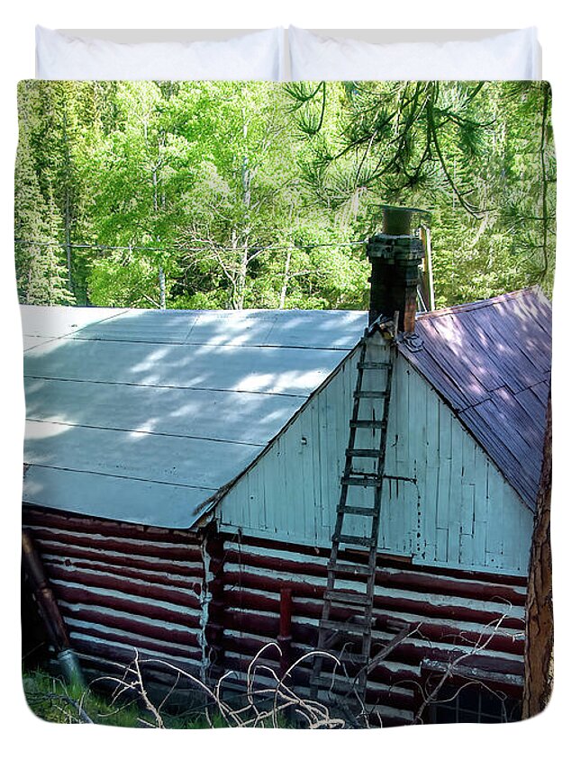 Barn Duvet Cover featuring the photograph Old Black Hills Cabin by Cathy Anderson