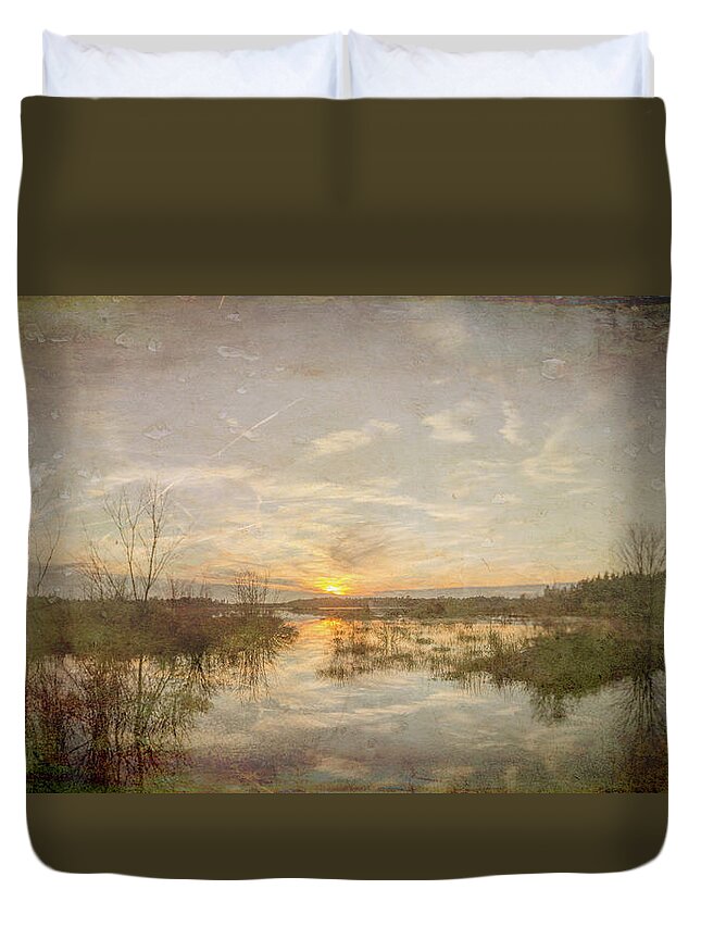 Sunset Duvet Cover featuring the photograph Old Bog New Sunset by Beth Venner