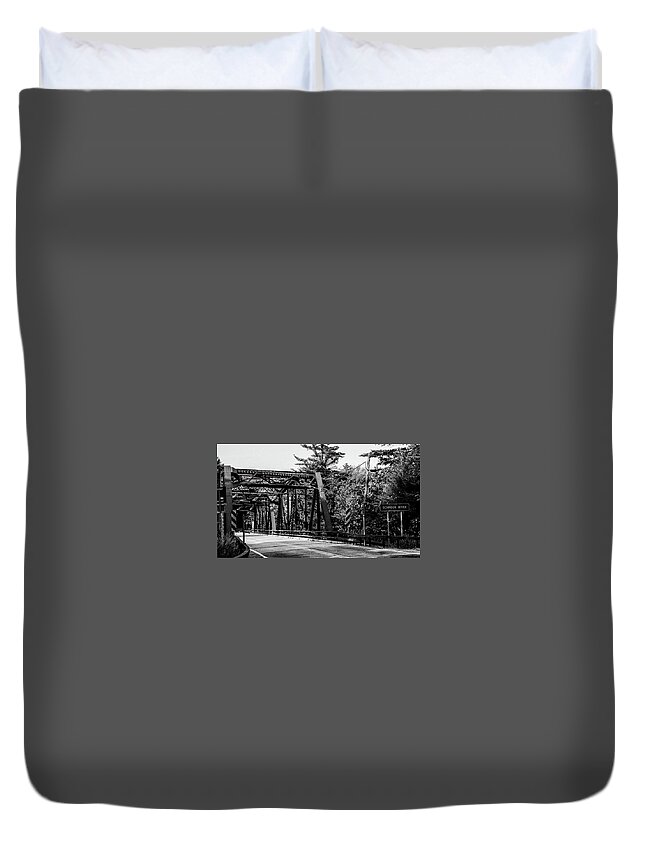 Black And White Duvet Cover featuring the photograph Old Bridge Black and White by Louis Dallara