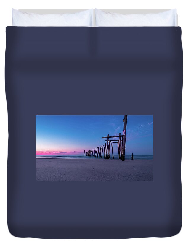 59th Pier Duvet Cover featuring the photograph Old Broken 59th Street Pier 2 by Louis Dallara