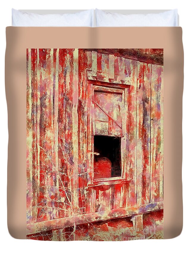 Window Duvet Cover featuring the digital art Old building detail #1 by Fran Woods