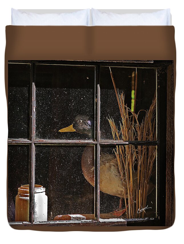 Log Cabin Duvet Cover featuring the photograph Old Cabin Window by Randall Evans