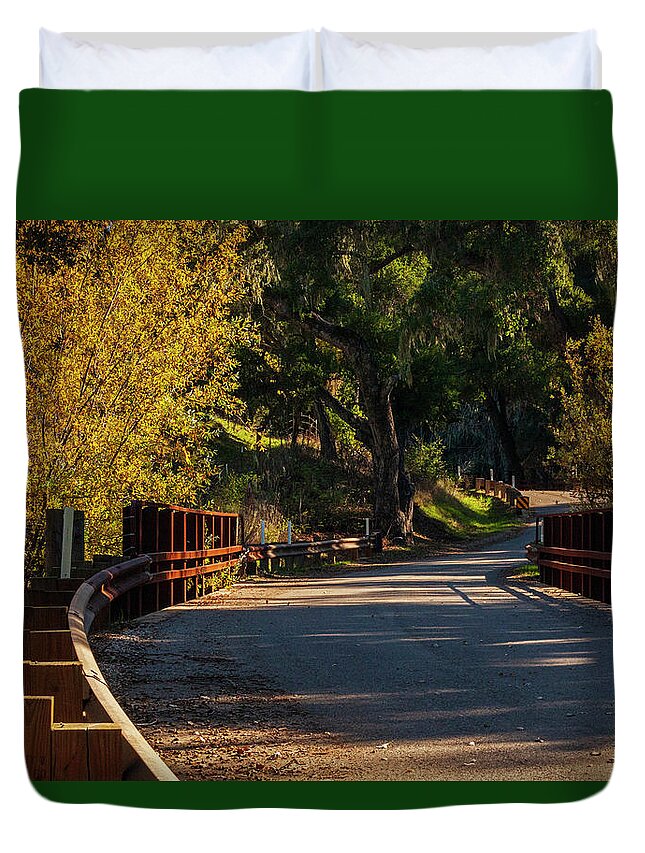Tree Duvet Cover featuring the photograph Old Country Road by Ryan Huebel