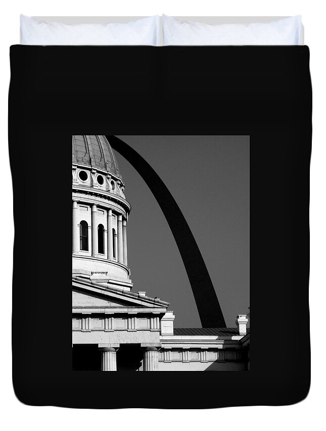 Architecture Duvet Cover featuring the photograph Old Courthouse Cupola Gateway Arch St Louis by Patrick Malon