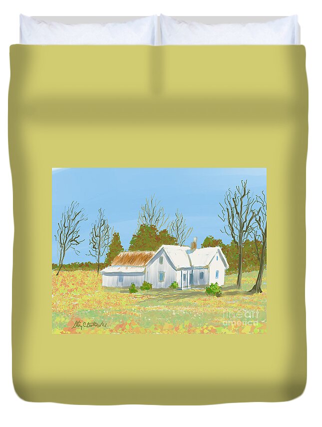 Digital Art Duvet Cover featuring the digital art Old Farm House by Stacy C Bottoms