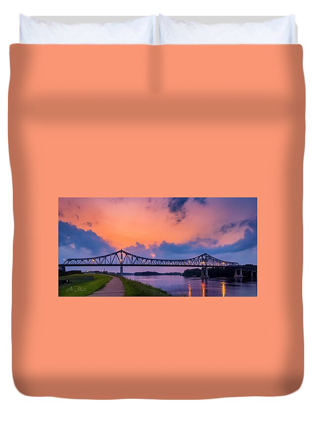 Bridge Duvet Cover featuring the photograph Old Interstate Bridge by Al Mueller