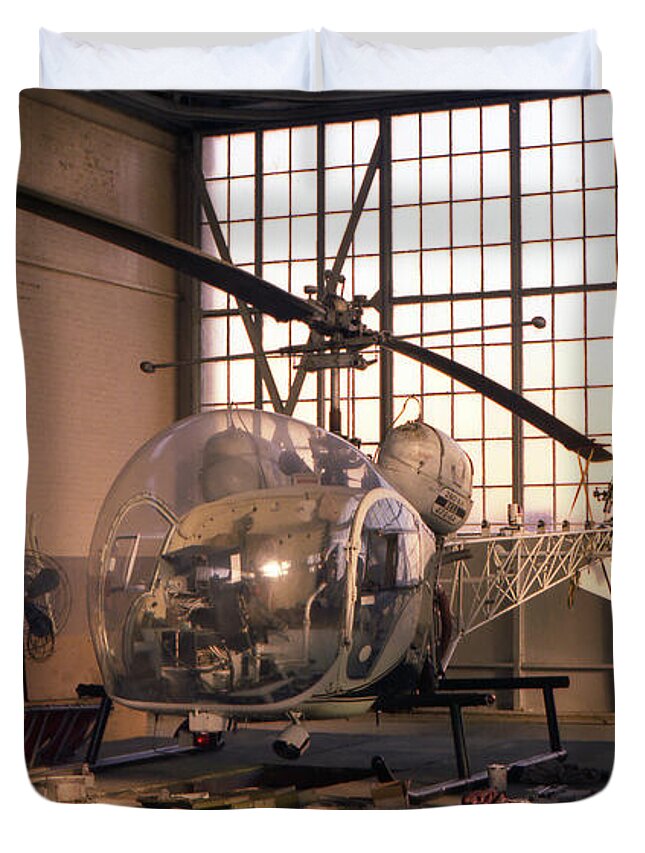 Nypd Duvet Cover featuring the photograph Old NYPD Bell Helicopter by Steven Spak