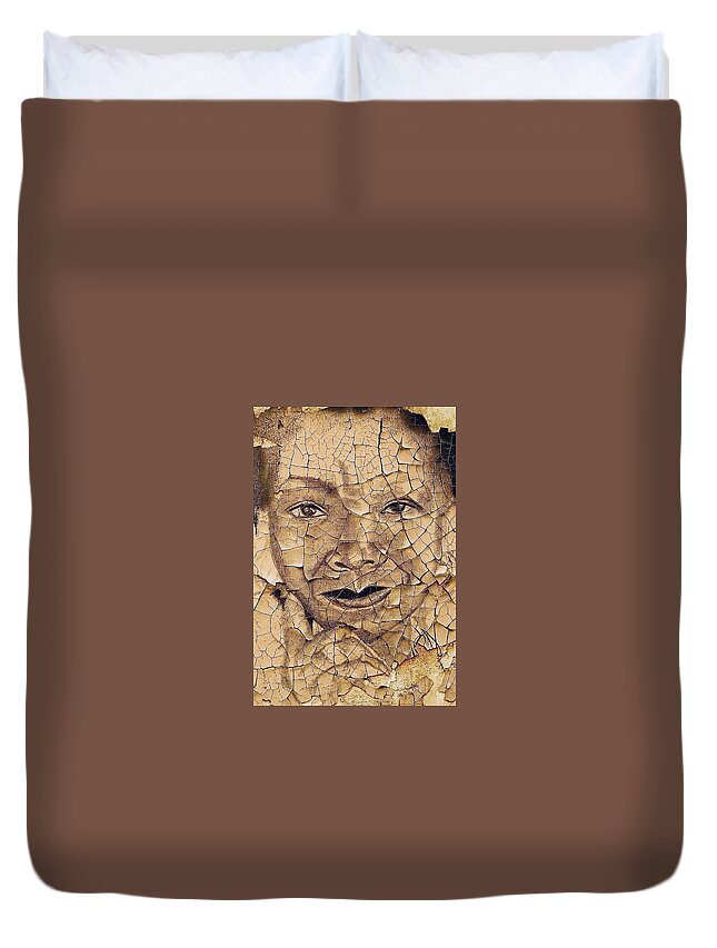  Duvet Cover featuring the mixed media old Photo by Angie ONeal