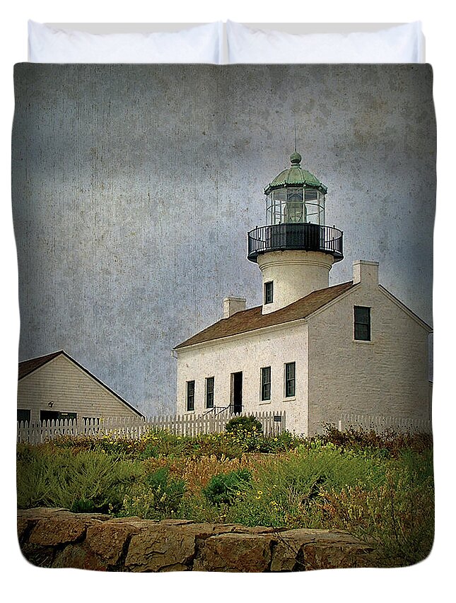 Point Loma Duvet Cover featuring the photograph Old Point Loma Lighthouse - San Diego, California by Denise Strahm