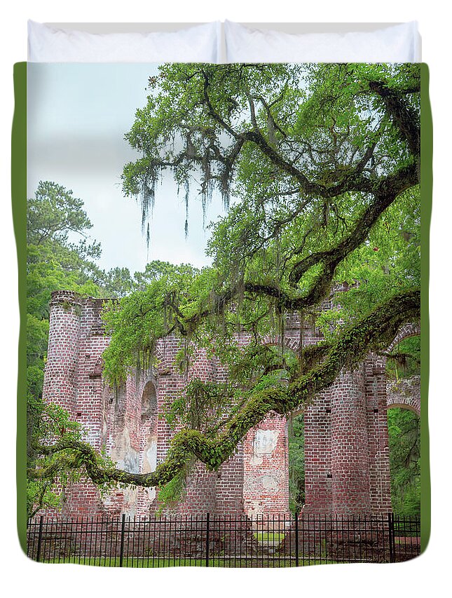 Yemassee Duvet Cover featuring the photograph Old Sheldon Church Ruins 22 by Cindy Robinson