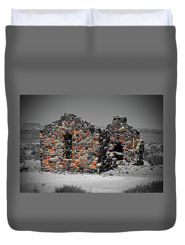 Old Stone House Duvet Cover featuring the digital art Old Stone House Ruins. by Fred Loring