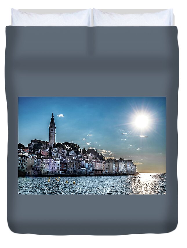 Croatia Duvet Cover featuring the photograph Old Town Of The City Of Rovinj In Croatia by Andreas Berthold