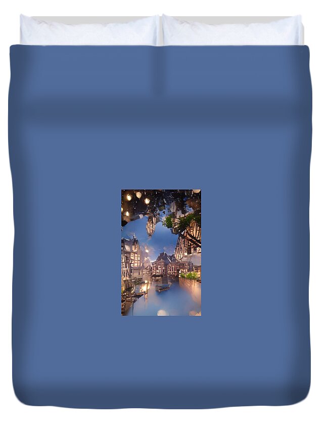  Duvet Cover featuring the digital art Old Town by Rod Turner