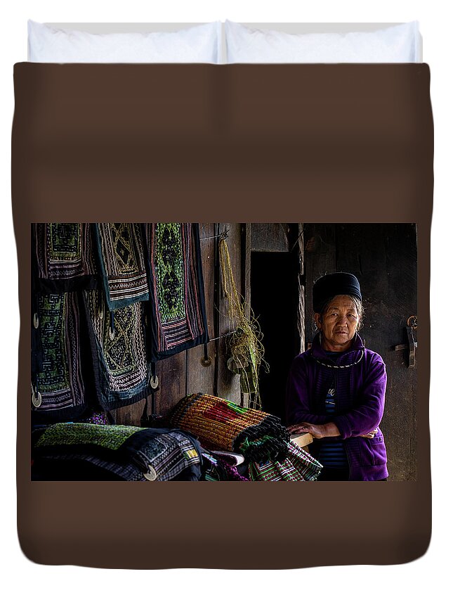 Black Duvet Cover featuring the photograph Old Vietnamese of Lao Chai by Arj Munoz
