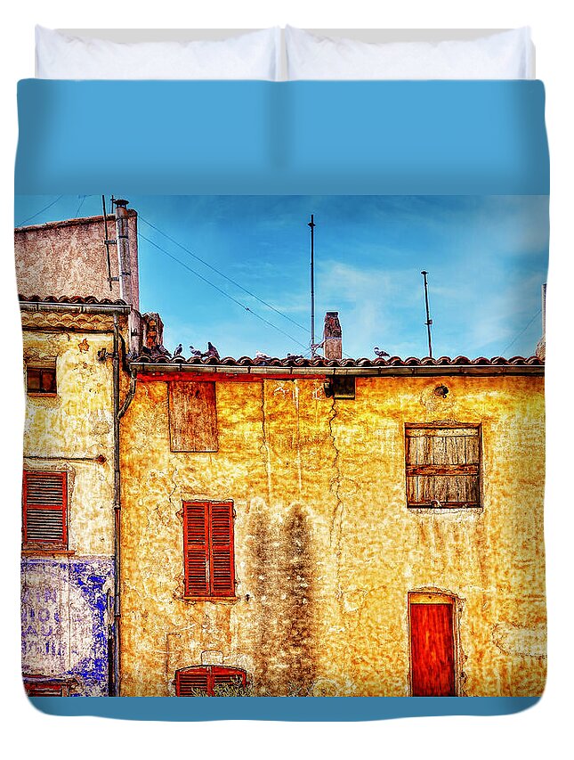 Old Walls Duvet Cover featuring the photograph Old Walls in Provence, France by Tatiana Travelways