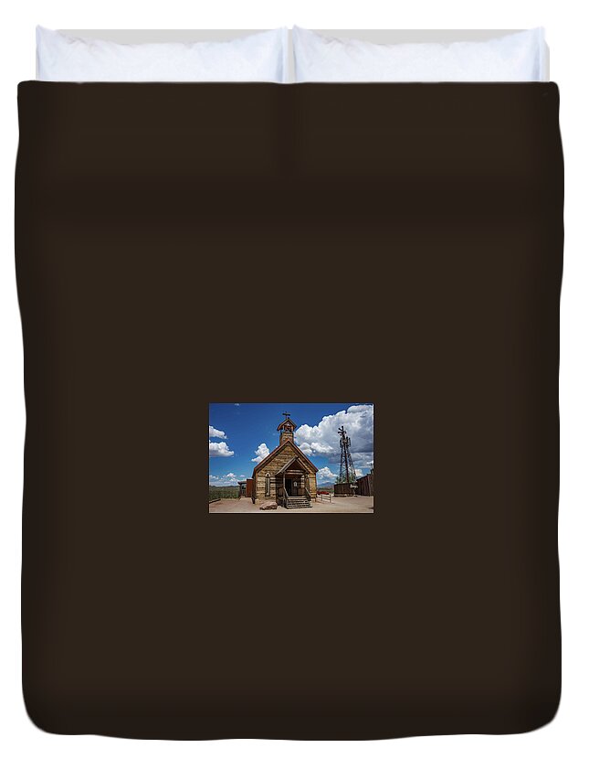Ghost Town Duvet Cover featuring the photograph Old West Church by Craig Watanabe