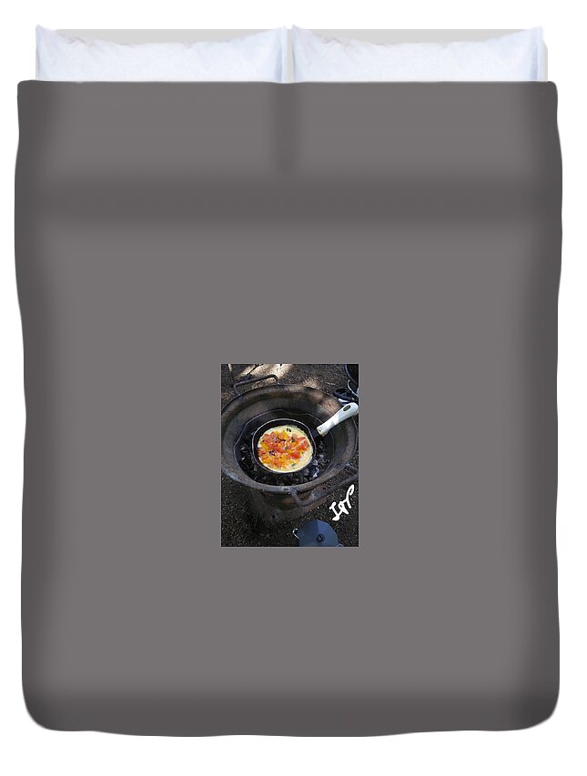Eggs Duvet Cover featuring the photograph Omelet in a Pan by Esoteric Gardens KN