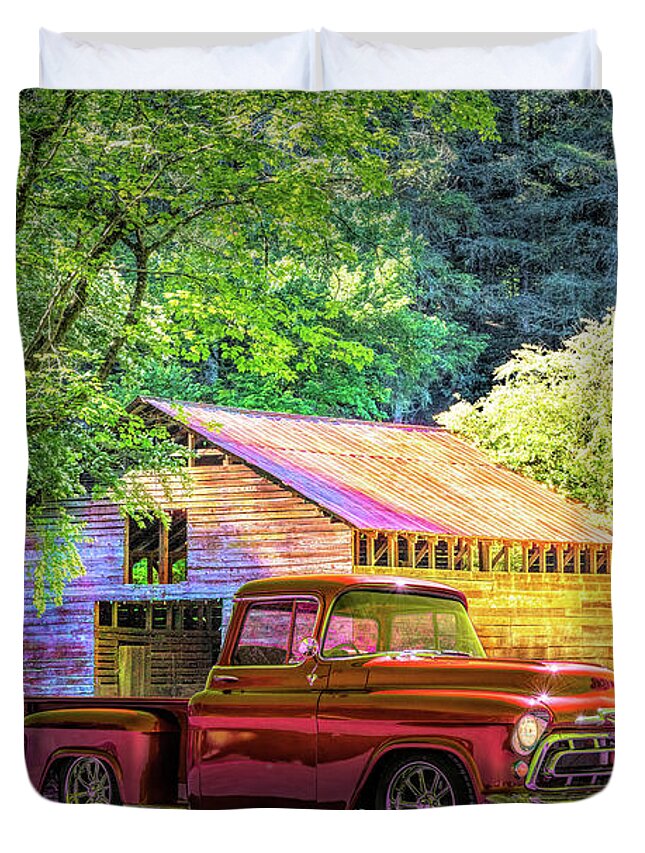 1950 Duvet Cover featuring the photograph On A Country Road by Debra and Dave Vanderlaan