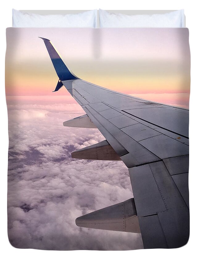 Plane Duvet Cover featuring the photograph On Our Way by Aimelle Ml