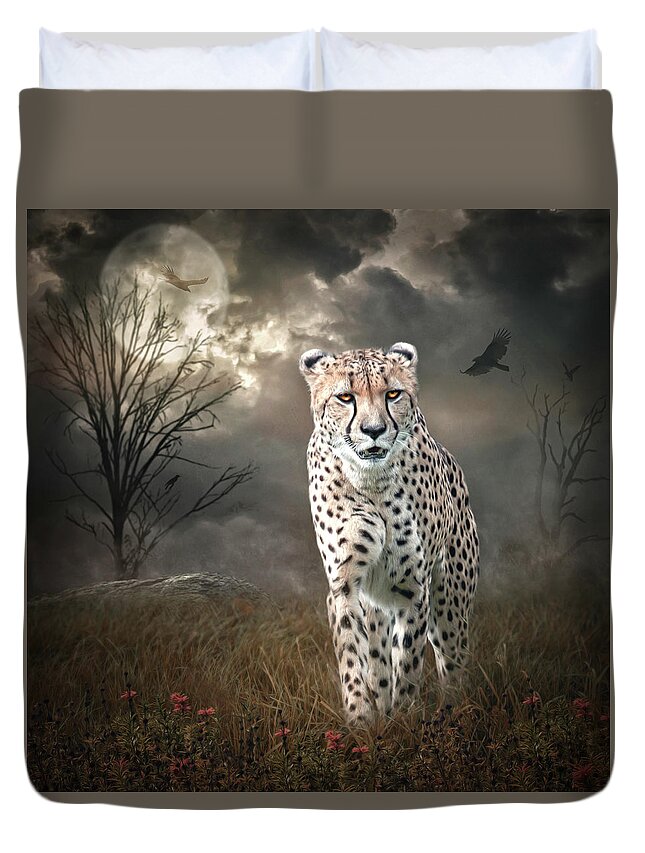 Mammal Duvet Cover featuring the digital art On The Prowl by Maggy Pease