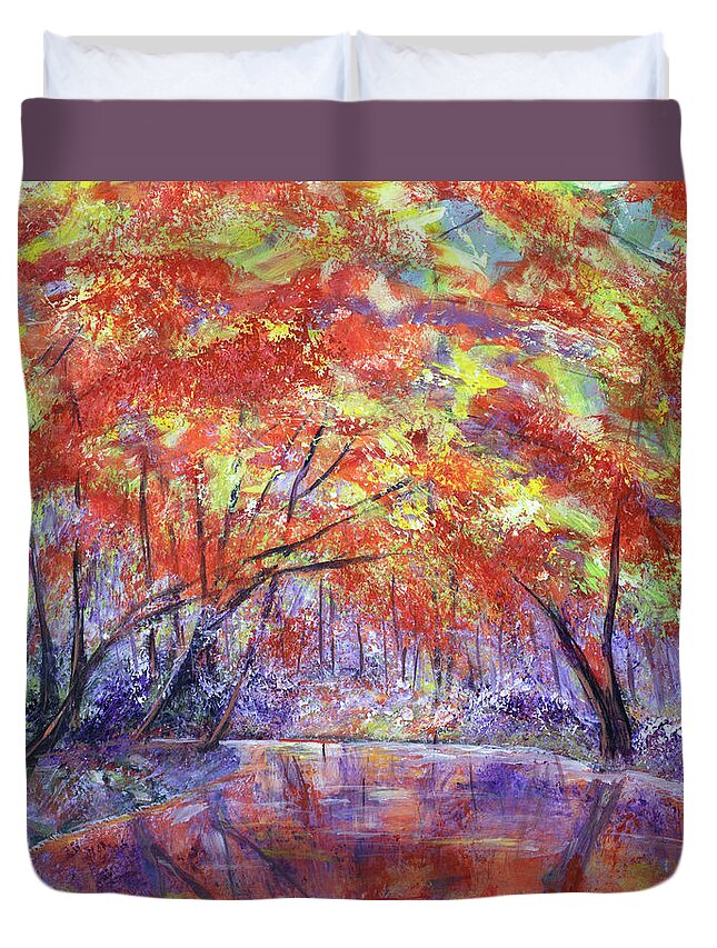Autumn Duvet Cover featuring the painting On The River by Mark Ross