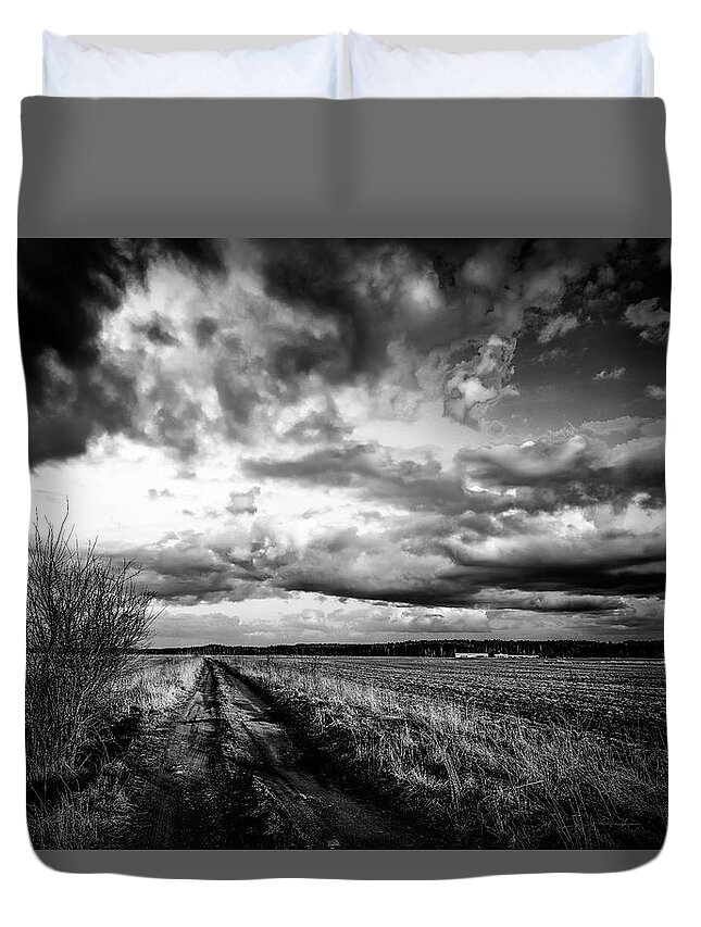 Road Duvet Cover featuring the photograph On The Road Again LRBW by Michael Damiani