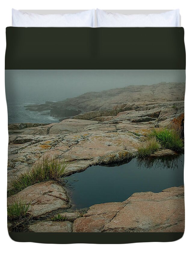 Schoodic Peninsula Duvet Cover featuring the photograph On the Rocks at Schoodic Point by Marcy Wielfaert