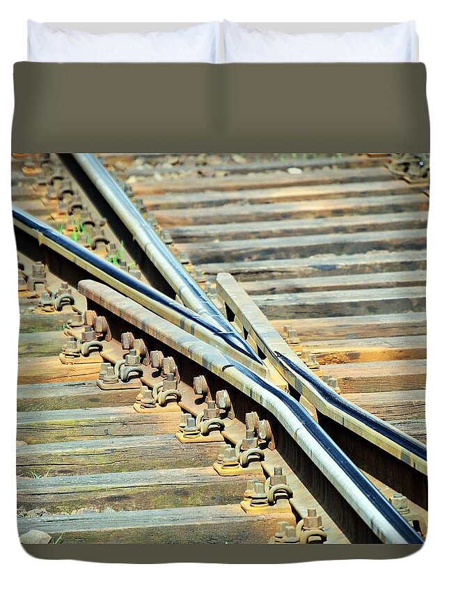 On Track Duvet Cover featuring the photograph On Track by Thomas Schroeder
