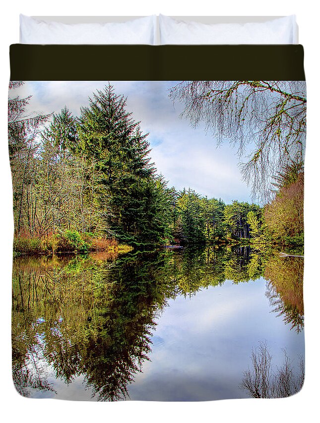 Reflections Duvet Cover featuring the photograph Ona State Park by Loyd Towe Photography