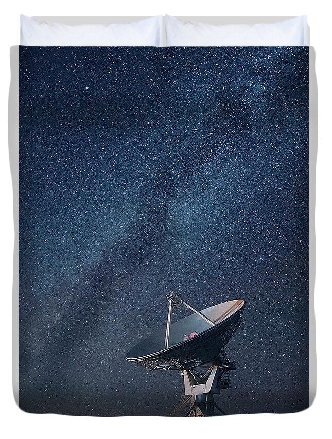 Array Duvet Cover featuring the photograph One Array and Milky Way by Art Cole