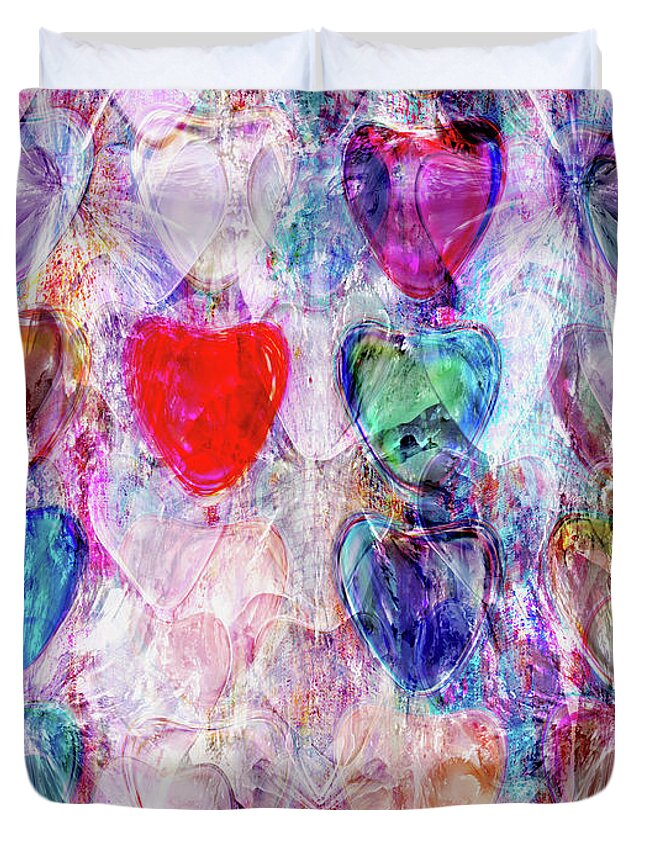 Abstract Duvet Cover featuring the mixed media One In A Million by Wayne Cantrell