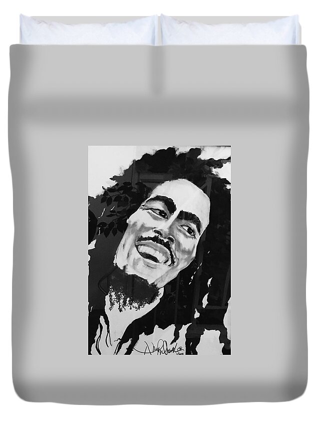  Duvet Cover featuring the drawing One Love by Angie ONeal
