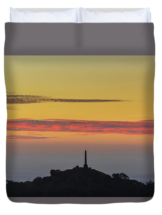 Hill Duvet Cover featuring the photograph One Tree Hill in Auckland 2021 by Jason KS Leung