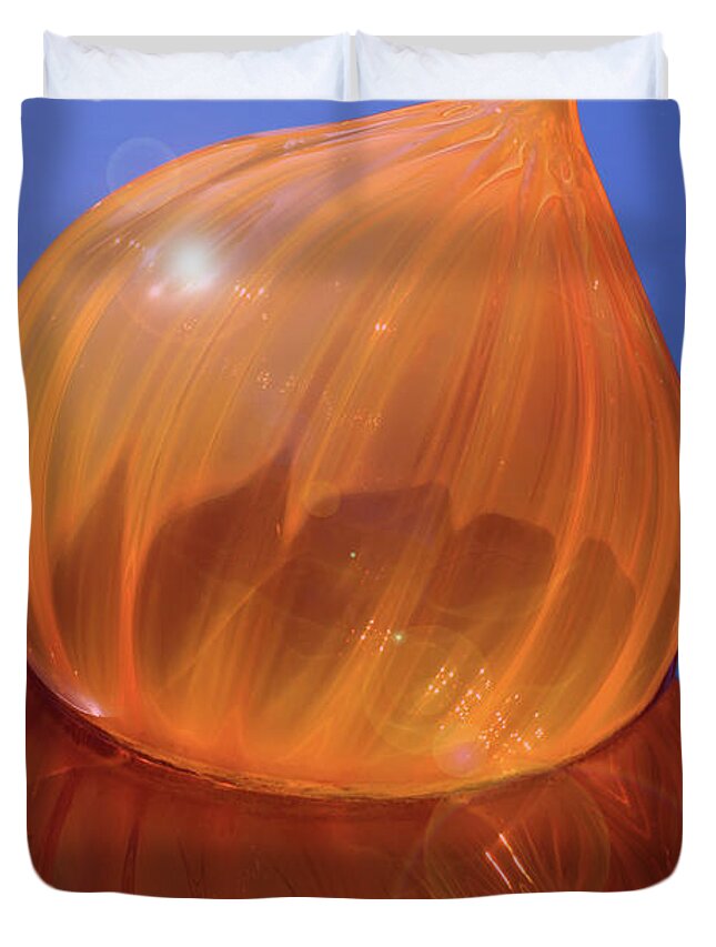  Duvet Cover featuring the photograph Onion in Orange and Blue by Tina Uihlein
