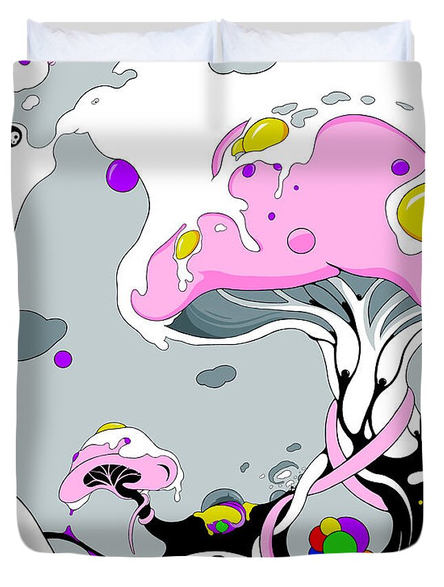 Mushrooms Duvet Cover featuring the digital art Oospore by Craig Tilley