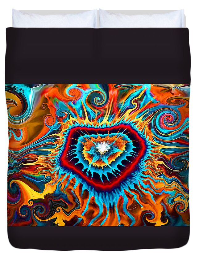 Abstract Duvet Cover featuring the digital art Opening Heart Energy by Carl Hunter