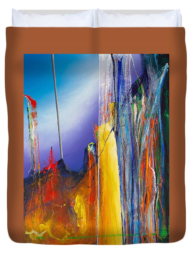 Derek Kaplan Duvet Cover featuring the painting Opt.2.21 'See you In My Dreams' by Derek Kaplan