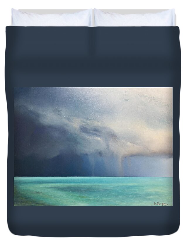 Derek Kaplan Duvet Cover featuring the painting Opt.30.20 'Storm' by Derek Kaplan