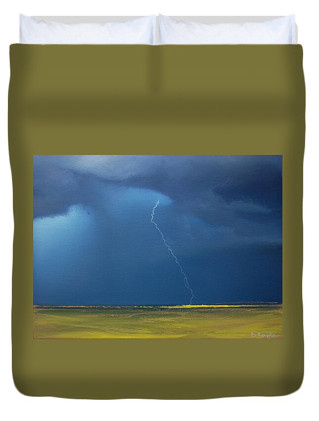 Derek Kaplan Duvet Cover featuring the painting Opt.3.21 'Storm' by Derek Kaplan
