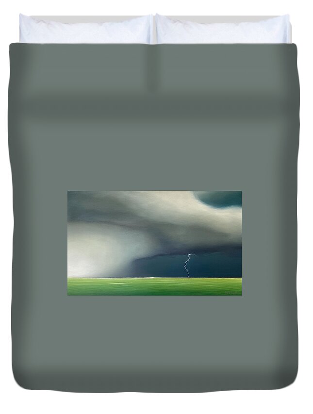 Derek Kaplan Duvet Cover featuring the painting Opt.6.20 'Storm' by Derek Kaplan