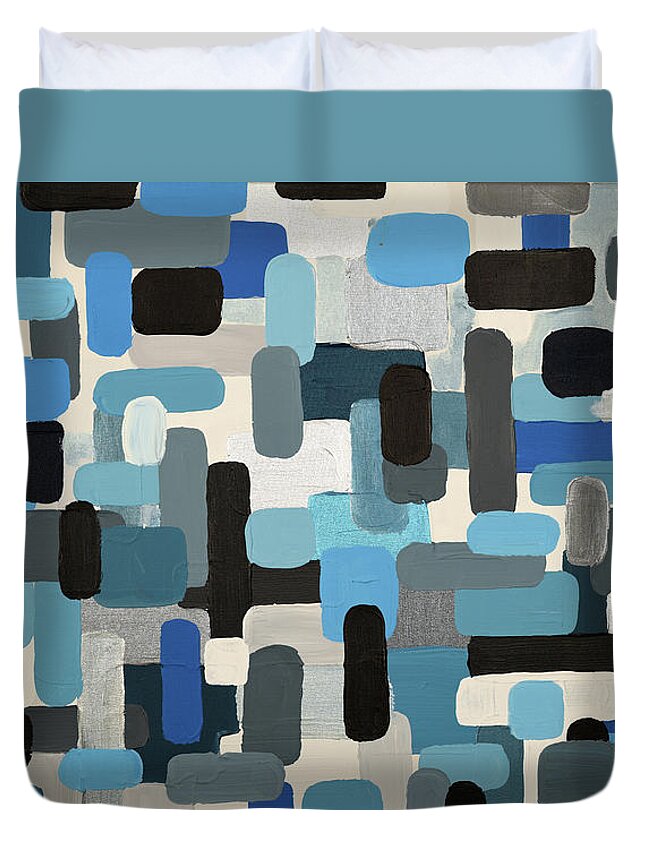 Maze Duvet Cover featuring the painting Optimism II - Ocean Blue by Chiquita Howard-Bostic