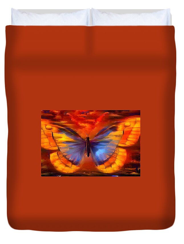 Digital Duvet Cover featuring the digital art Orange Butterfly by Beverly Read