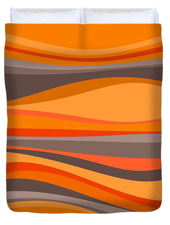 Orange Dance Abstract Duvet Cover featuring the digital art Orange Dance Abstract by Val Arie
