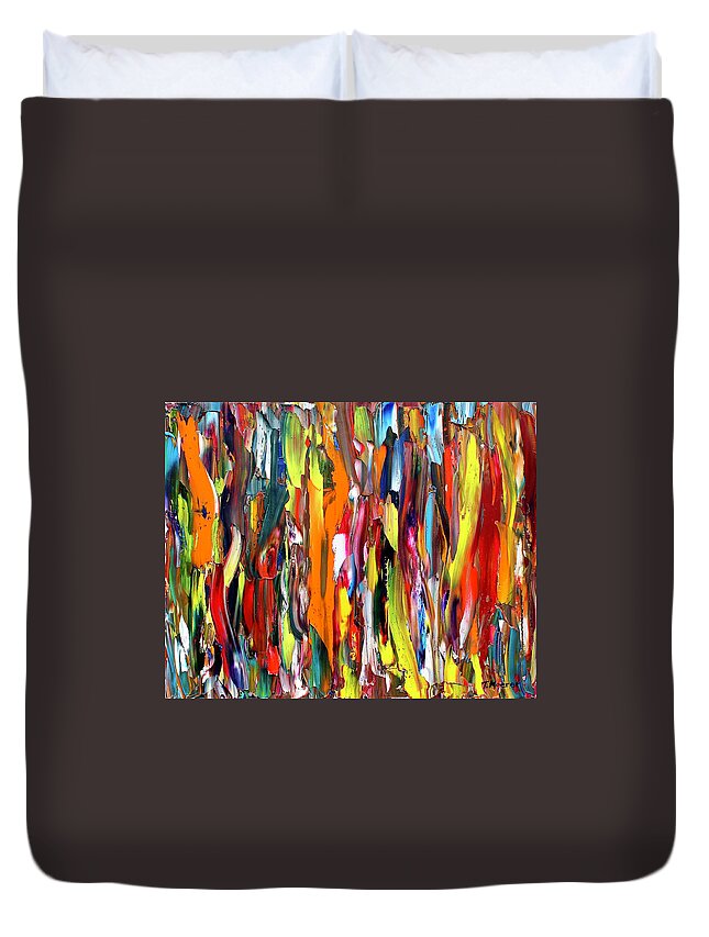 Abstract Duvet Cover featuring the painting Orange Delight by Teresa Moerer