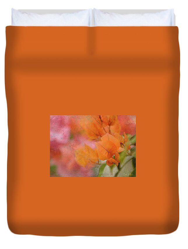 Orange Flowers Duvet Cover featuring the digital art Orange Flower Burst by Cordia Murphy