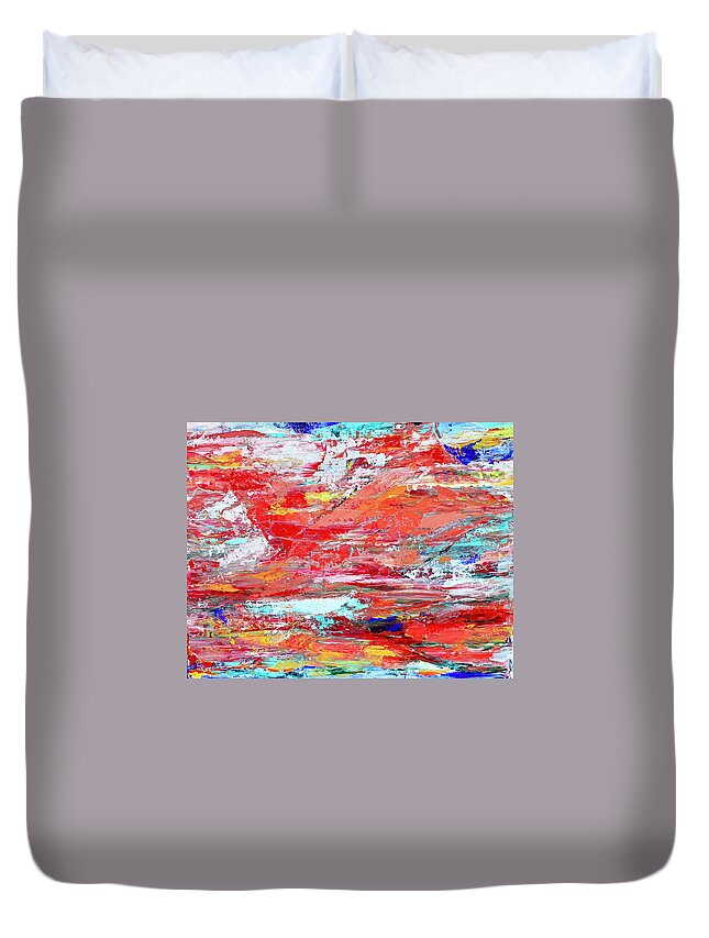 Mountains Duvet Cover featuring the painting Orange Vista by Teresa Moerer